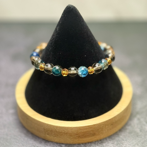 Blue & Amber Bead Bracelet