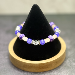 Purple Floral Bead Bracelet