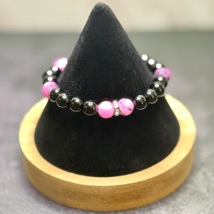 Pink & Black Bead Bracelet