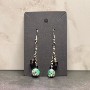 Green & Purple Bead Earrings