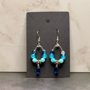 Blue Bead Loop Earrings