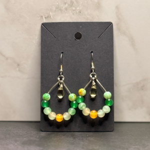 Green & Yellow Bead Loop Earrings