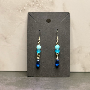 Blue Bead Teardrop Earrings
