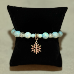 Light Blue Bead Bracelet w/Snowflake Charm