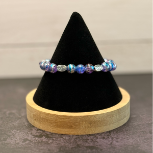 Purple Blue/Silver Bead Bracelet